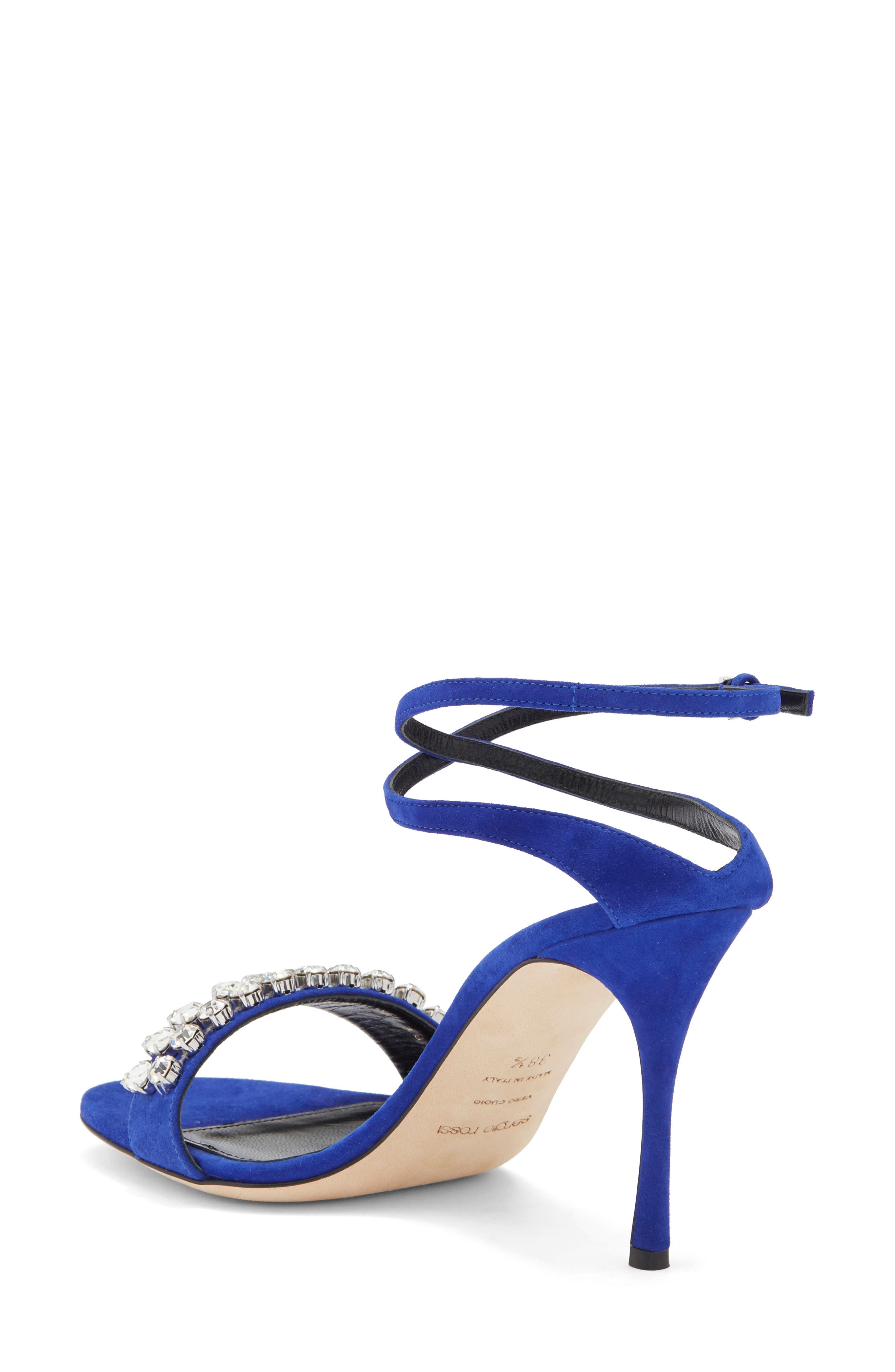 Sergio Rossi Crystal Ankle Wrap Sandal, Alternate, color, 