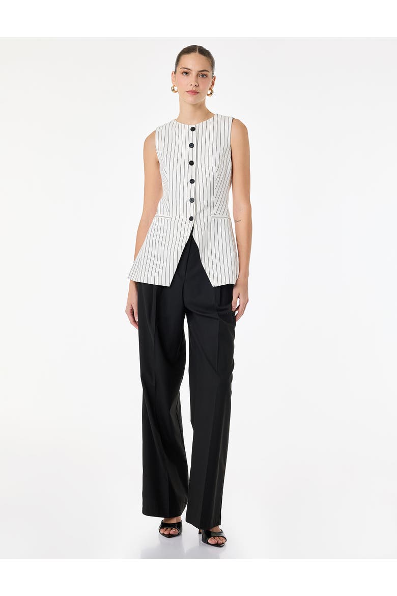 Button Detail Sleeveless Striped Vest, Main, color, BLACK STRIPE