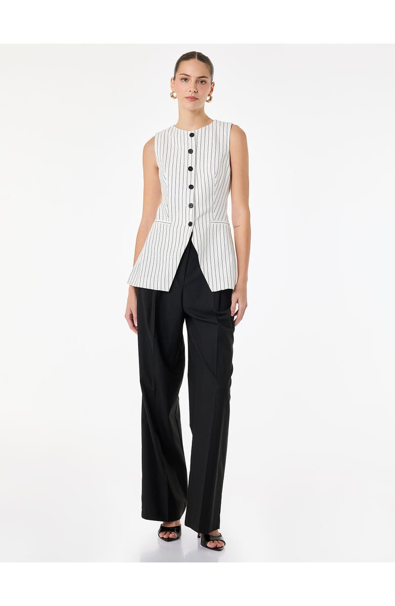 ZDNU 81041892 Button Detail Sleeveless Striped Vest, Main, color, Black Stripe