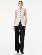 ZDNU 81041892 Button Detail Sleeveless Striped Vest