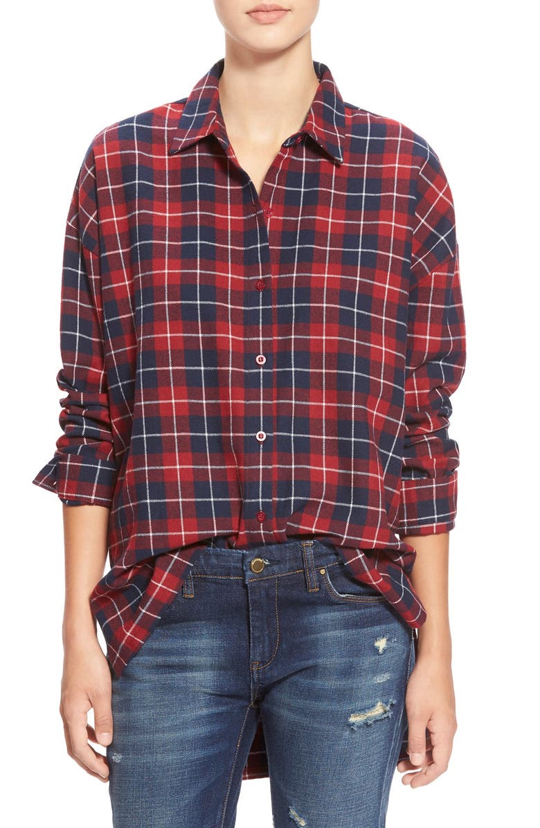 J.O.A. Oversize Plaid Button Front Shirt, Main, color, 