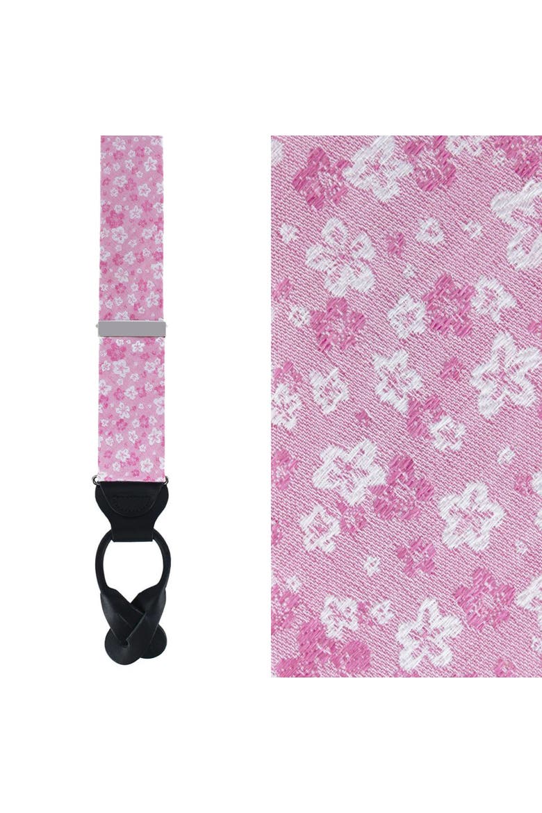 Hanami Cherry Blossom Burst Suspenders (Braces) and Bowtie Bundle, Alternate, color, Pink