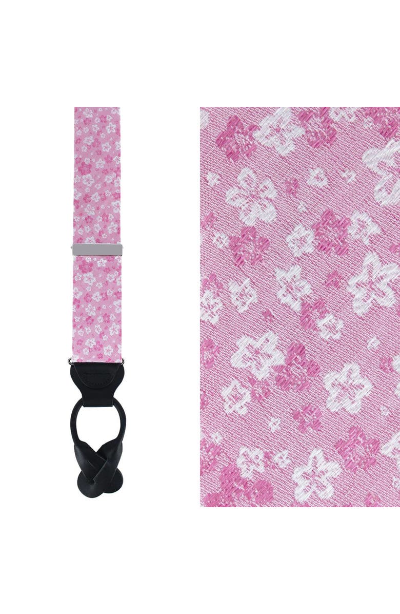 Trafalgar Hanami Cherry Blossom Burst Suspenders (Braces) and Bowtie Bundle, Alternate, color, Pink