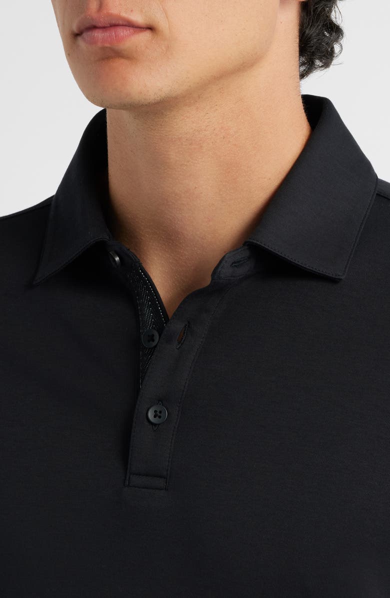 Robert Barakett Georgia Long Sleeve Pima Cotton Polo, Alternate, color, Black