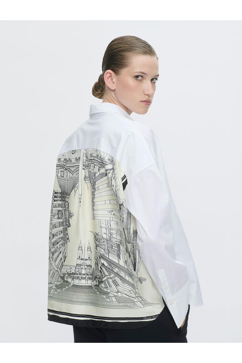 Sirene Rome Print Scarf-back Shirt, Alternate, color, White