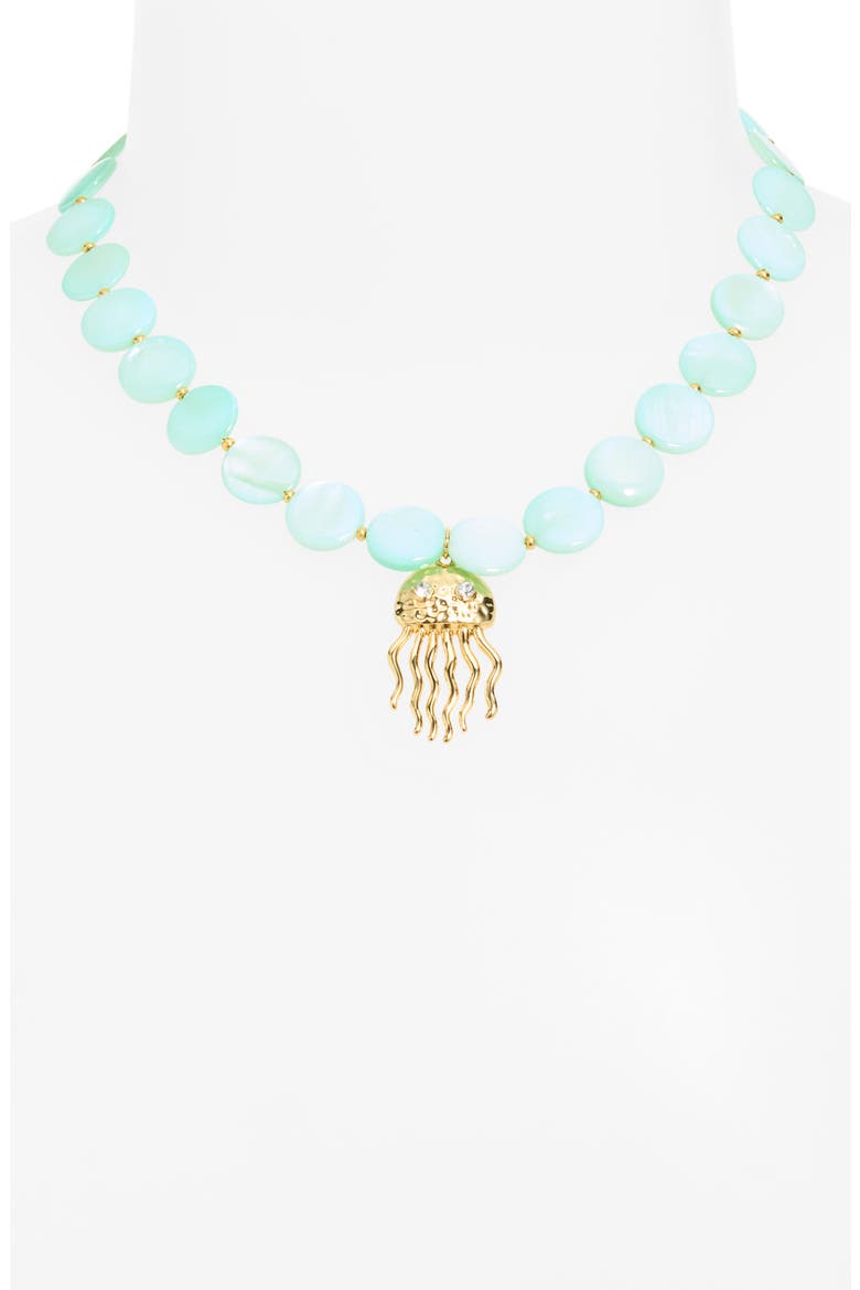Jellyfish Pendant Necklace, Alternate, color, AQUA