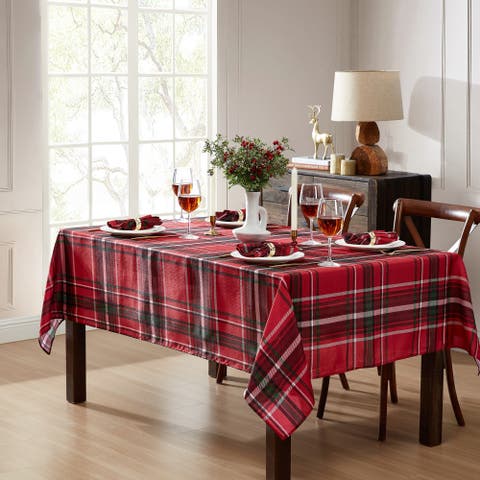 Pocono Plaid Holiday Fabric Tablecloth Holiday