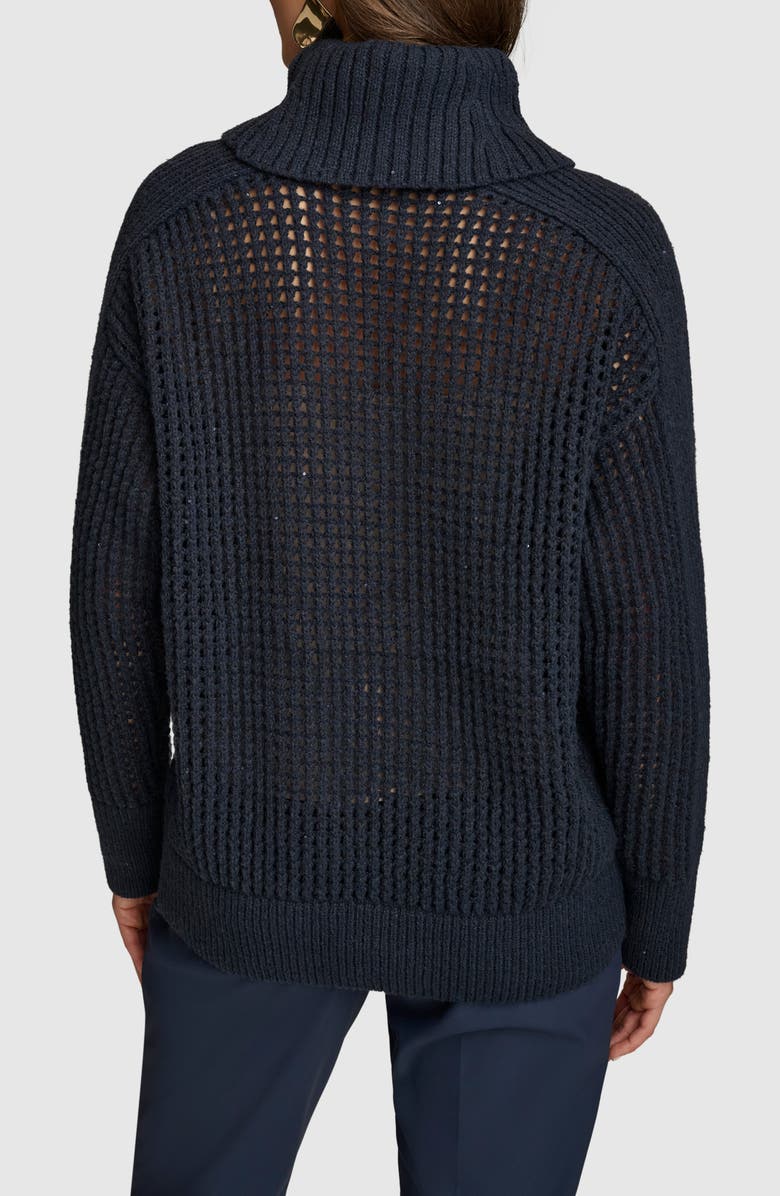Donna Karan New York Sequin Open Knit Turtleneck Sweater, Alternate, color, 