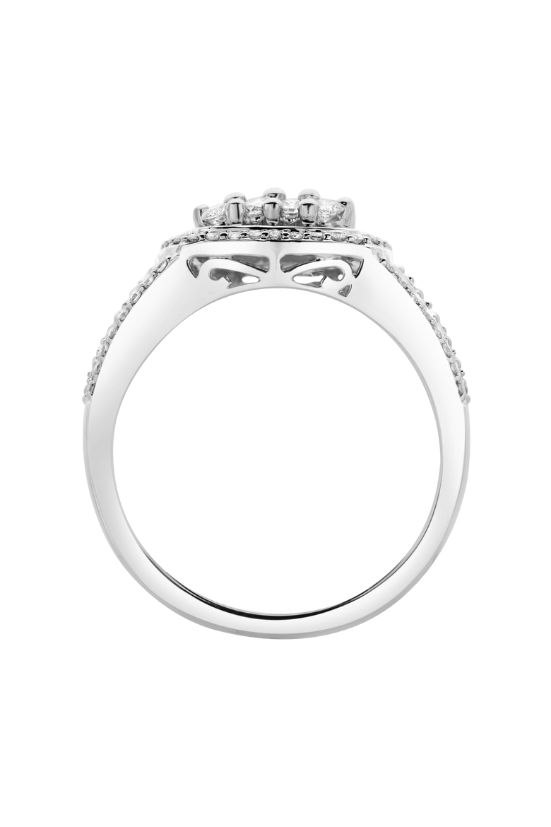 Amelia 14K Gold Round Diamond Studded Signet Ring - 1.02, Alternate, color, 14K White Gold