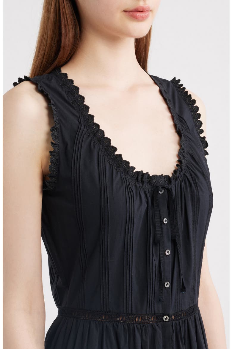 Hortense Organic Cotton Midi Dress, Alternate, color, BLACK
