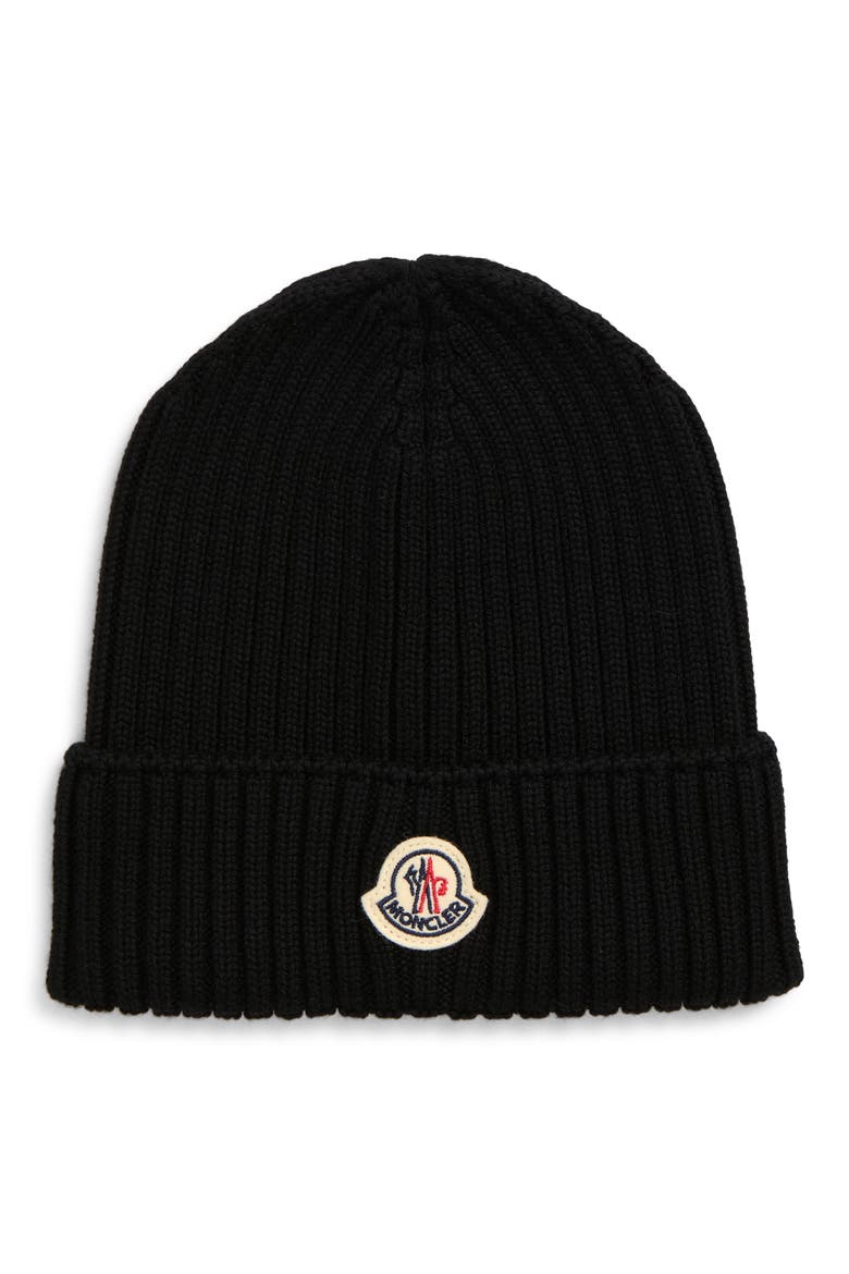 Rib Virgin Wool Beanie, Main, color, BLACK
