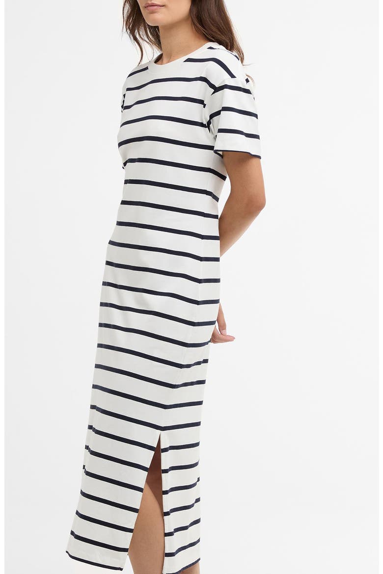 Selena Stripe T-Shirt Midi Dress, Alternate, color, CLOUD/ NAVY STRIPE
