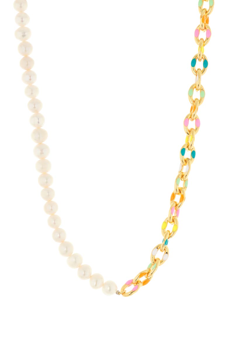 Juvell Imitation Pearl & Enamel Chain Necklace, Main, color,