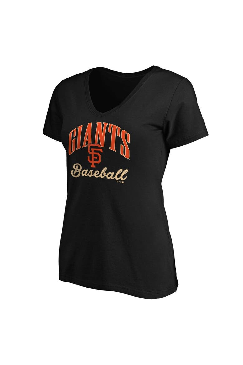 Women's Fanatics Branded Black San Francisco Giants Victory Script V-Neck T-Shirt, Alternate, color, Black