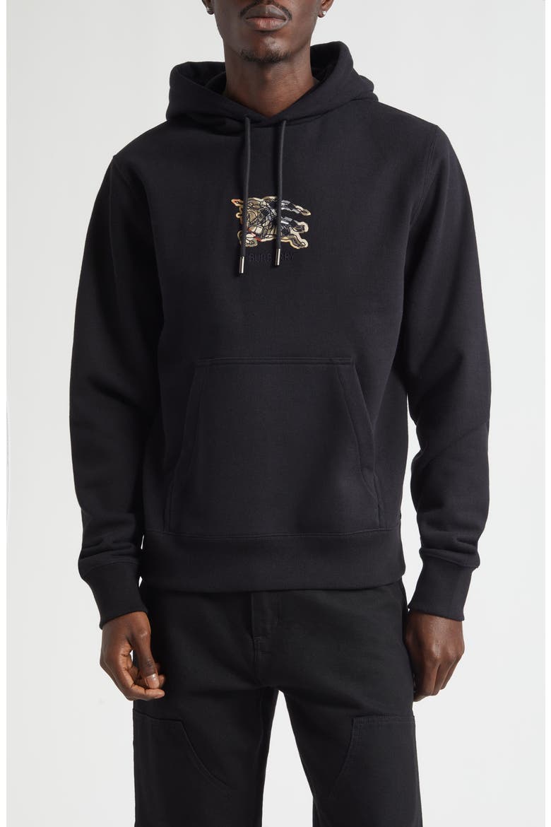 Simon EKD Appliqué Cotton Hoodie, Main, color, BLACK
