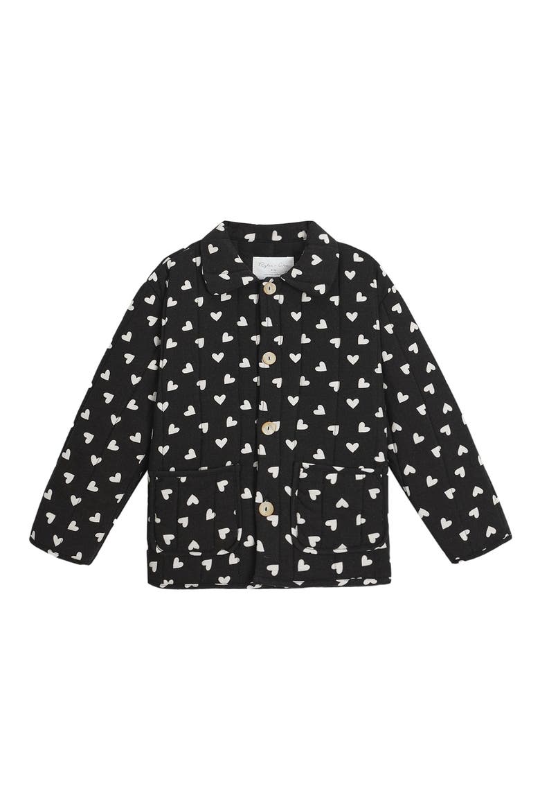 Kids' Heart Printed Quilted Coat, Main, color, BLACK