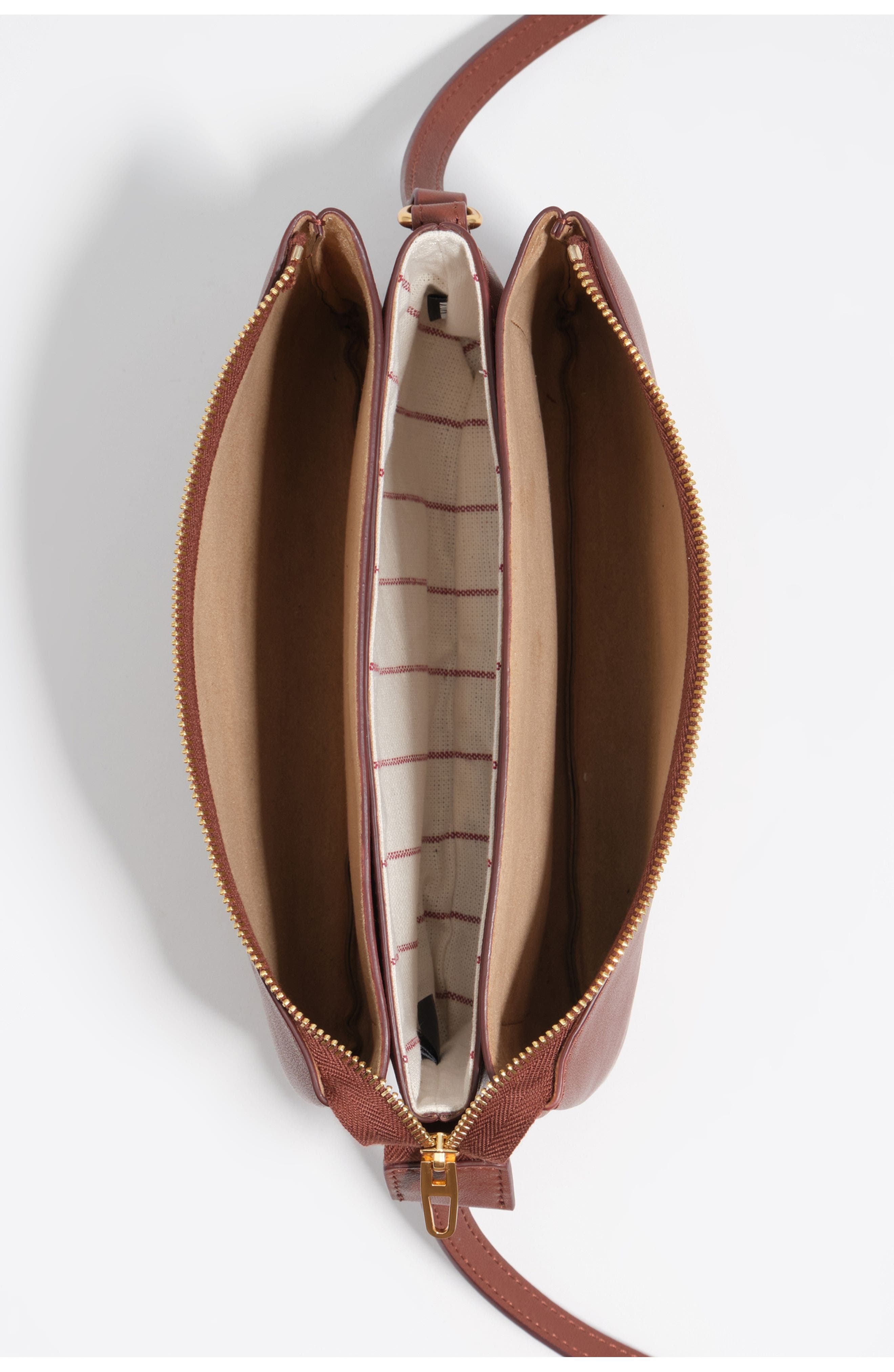 Bimba y Lola Mini Leather Triple Clutch Bag, Alternate, color, Nut