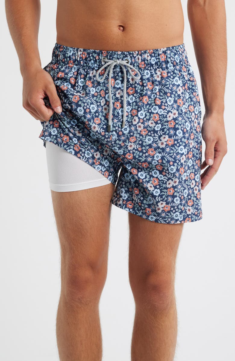 Vintage Summer Stretch Volley Swim Trunks, Alternate, color, Navy