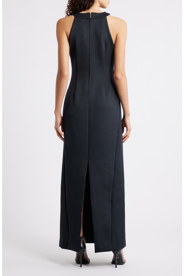 Gianna Rosette Halter Maxi Dress, Alternate, color, NOIR