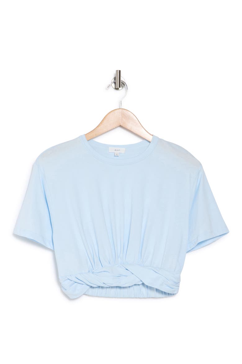 Mini Twist Cotton Crop Top, Alternate, color, ICE BLUE