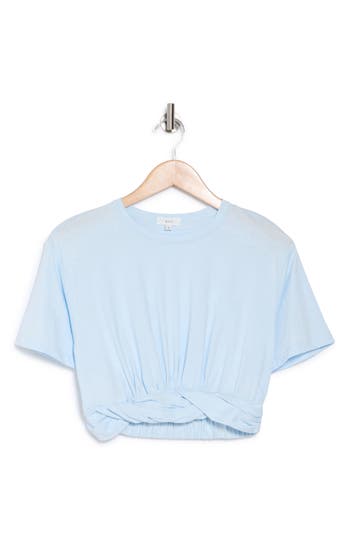 A.l.c . Mini Twist Cotton Crop Top In Ice Blue