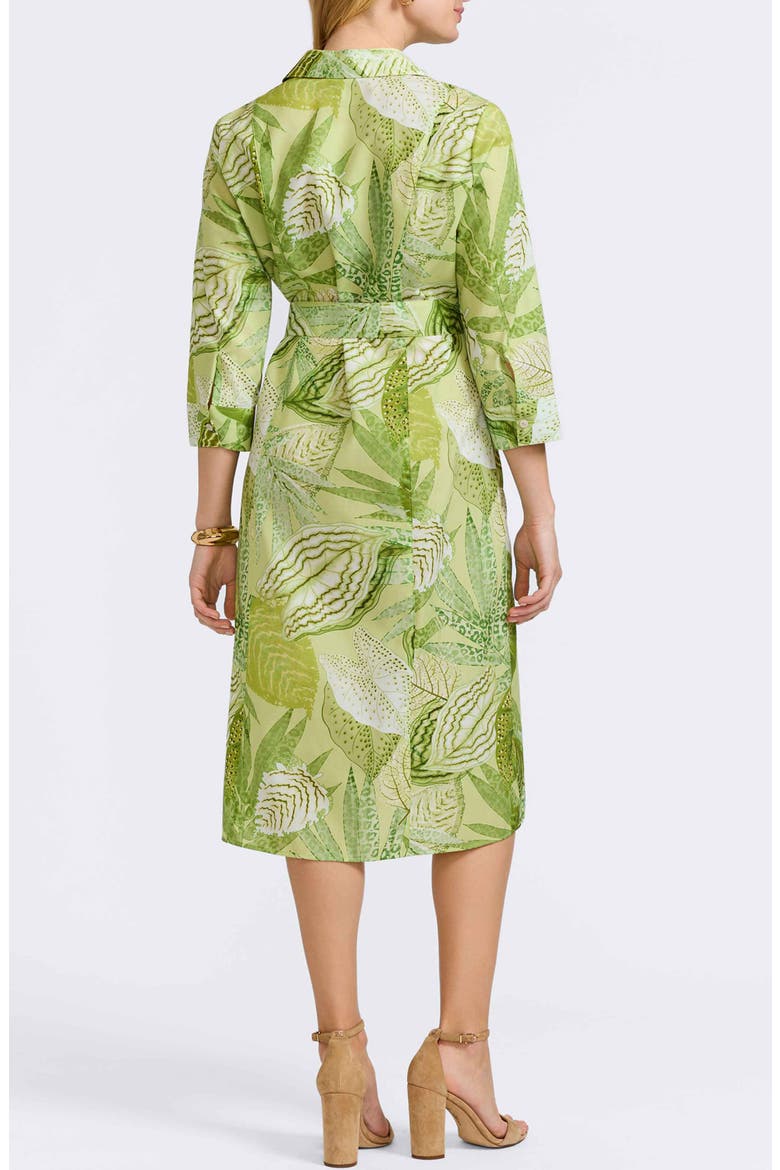 Fiona Botanical Print Belted Cotton Shirtdress, Alternate, color, GREEN MULTI