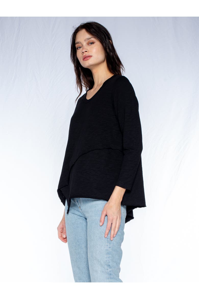 Crew 3/4 Sleeve EZ Cross Over Hem Shirt, Alternate, color, Grey Heather