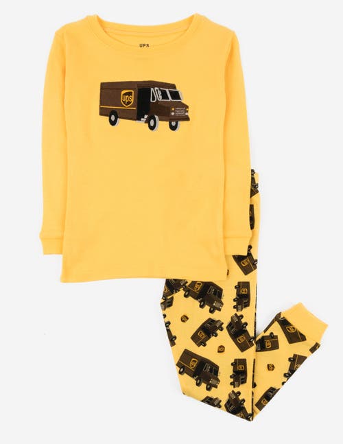 Leveret Kids Cotton Two-piece Printed Pajamas, Vehicles & Machines In Yellow