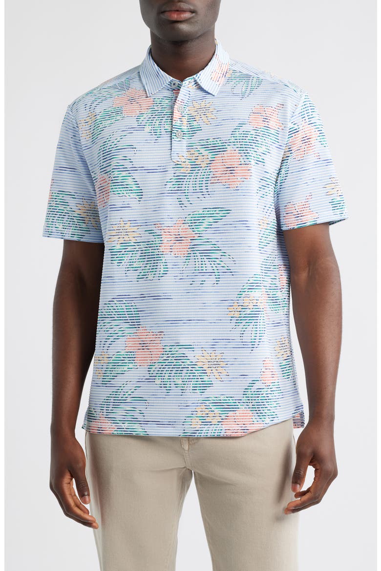 Costa Wave Isle Camo IslandZone® Seersucker Polo, Main, color, BIG SKY BLUE