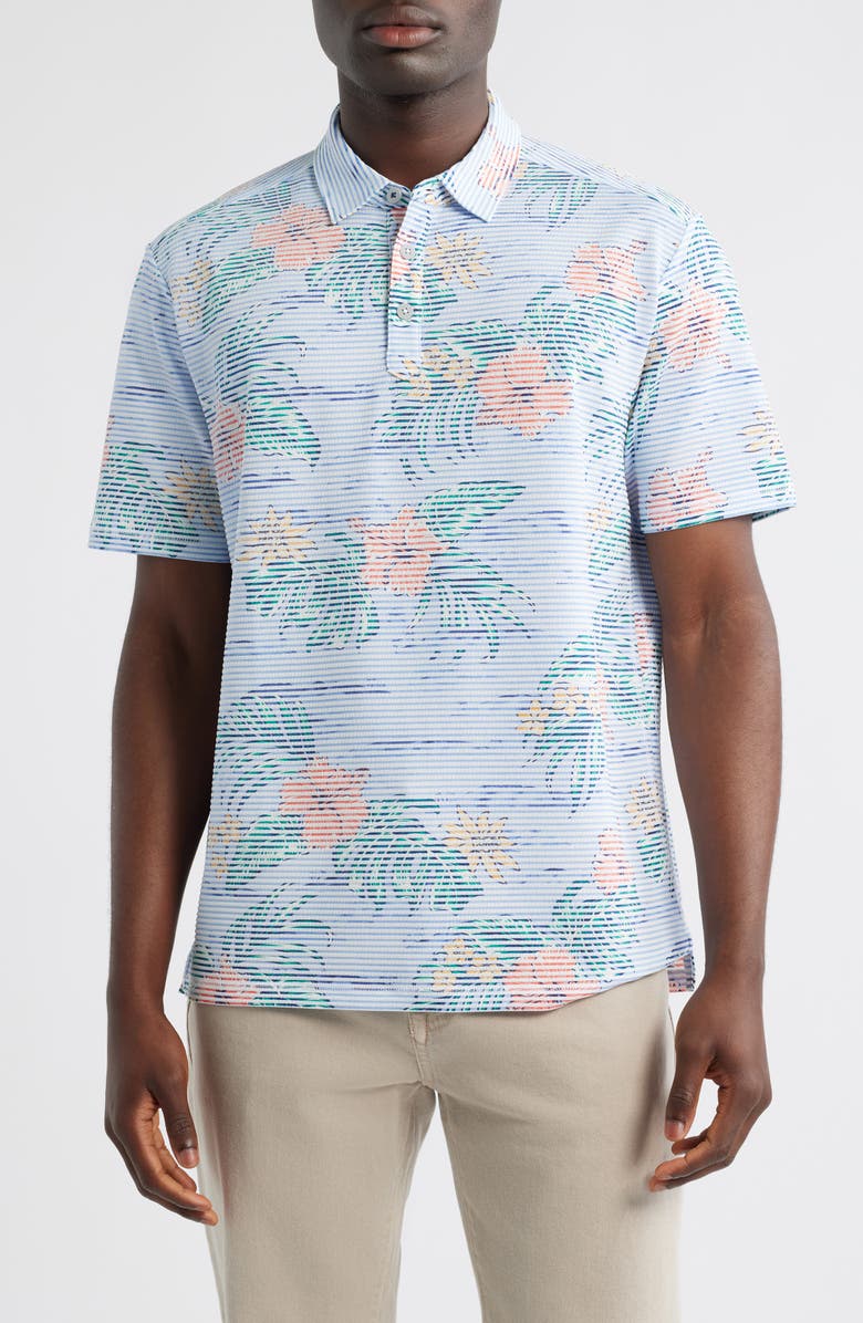 Tommy Bahama Costa Wave Isle Camo IslandZone<sup>®</sup> Seersucker Polo, Main, color, Big Sky Blue