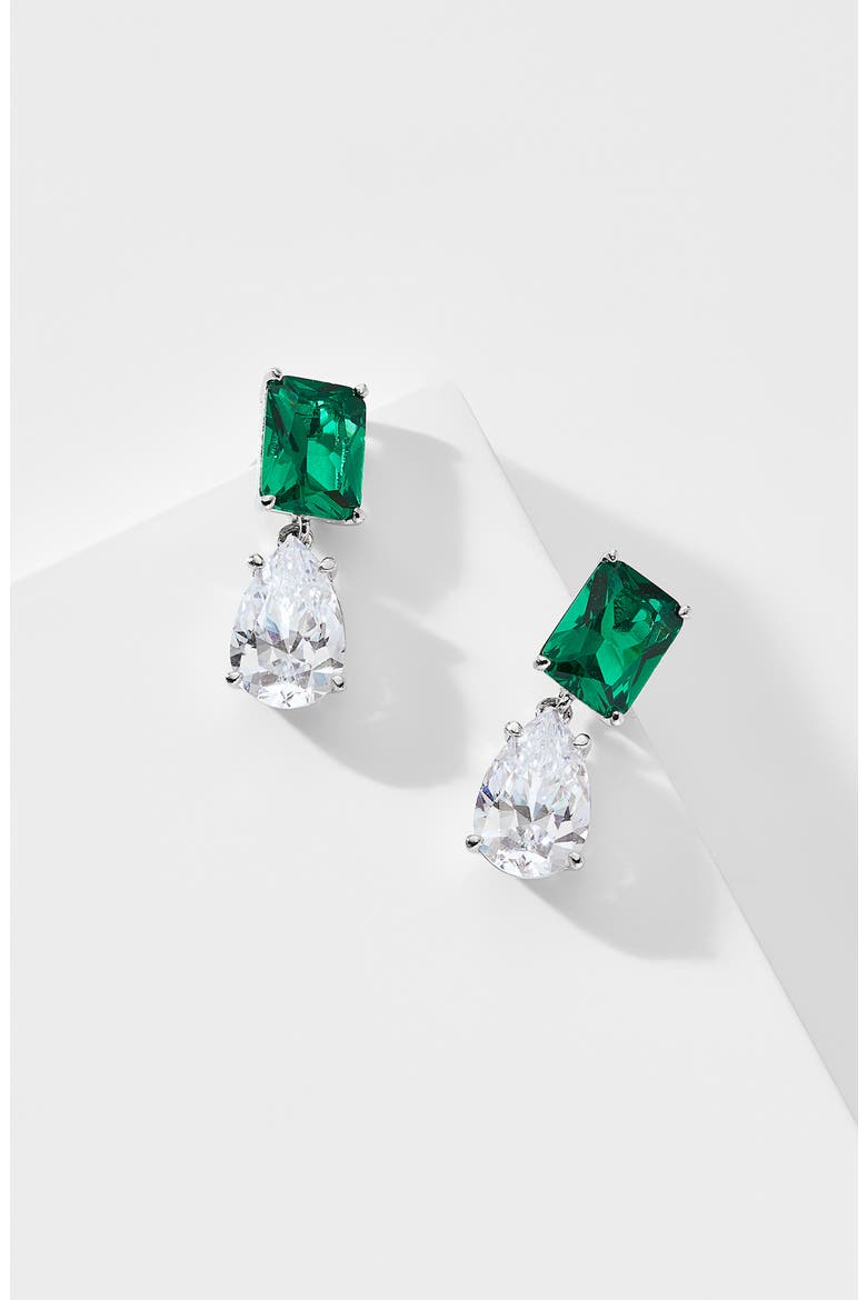 Shine On Cubic Zirconia Drop Earrings, Alternate, color, GREEN