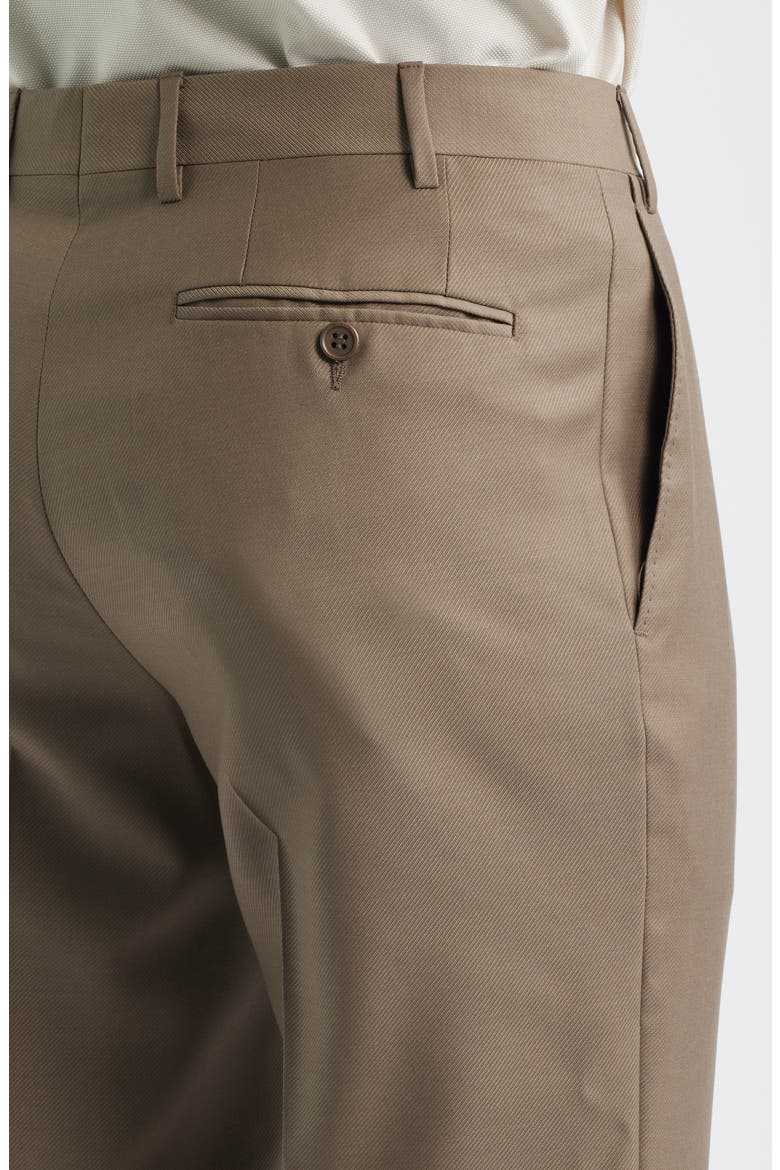 Siena Regular Fit Wool Twill Dress Pants, Alternate, color, DARK BEIGE