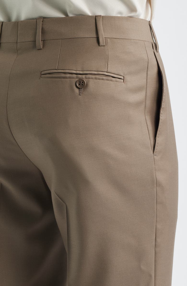 Canali Siena Regular Fit Wool Twill Dress Pants, Alternate, color, Dark Beige