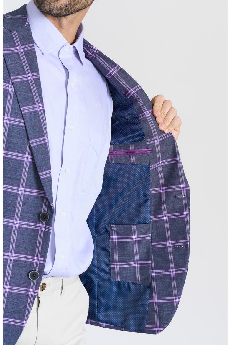 Savoy Plaid Peak Lapel Blazer, Alternate, color, GREY