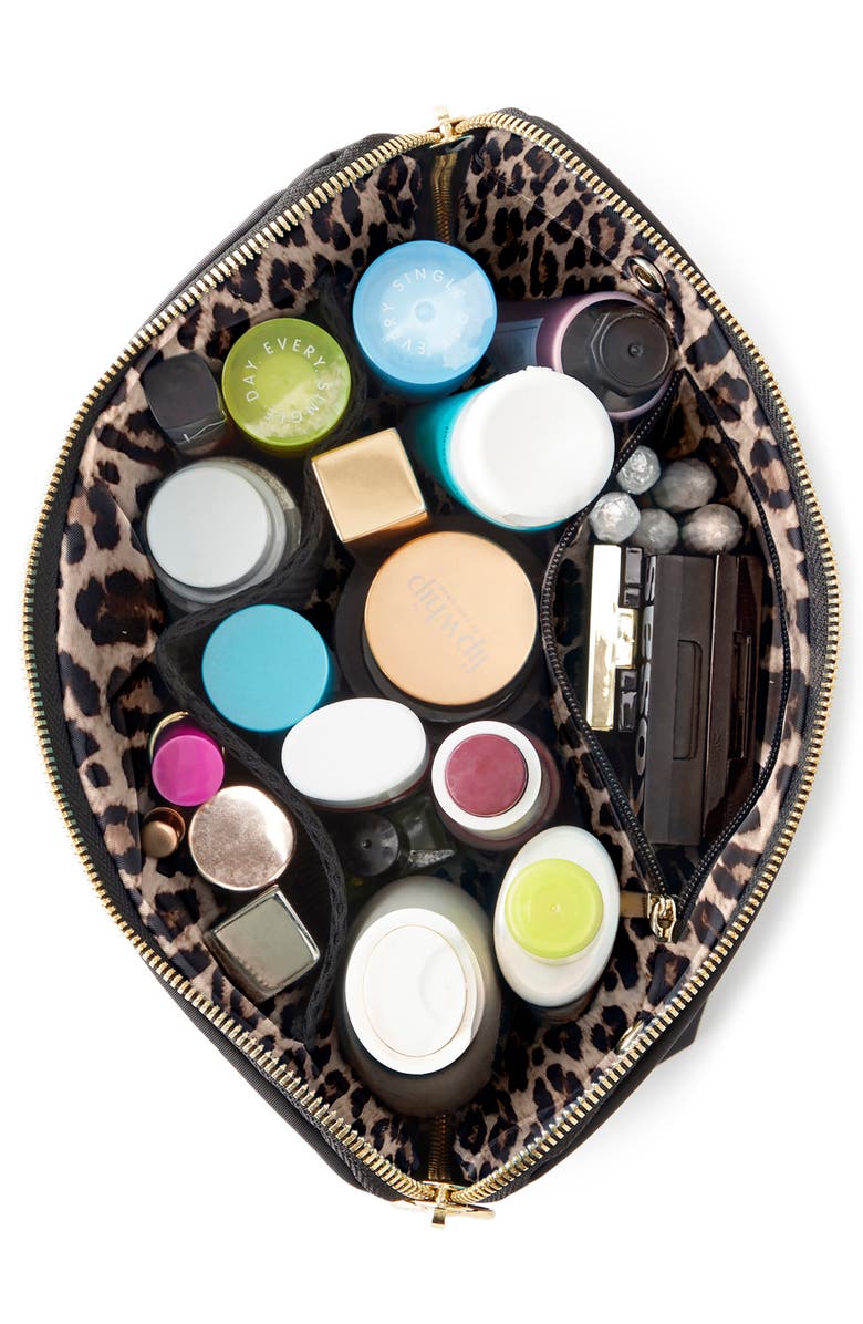 KUSSHI Signature Makeup Bag, Alternate, color, Black/ Leopard