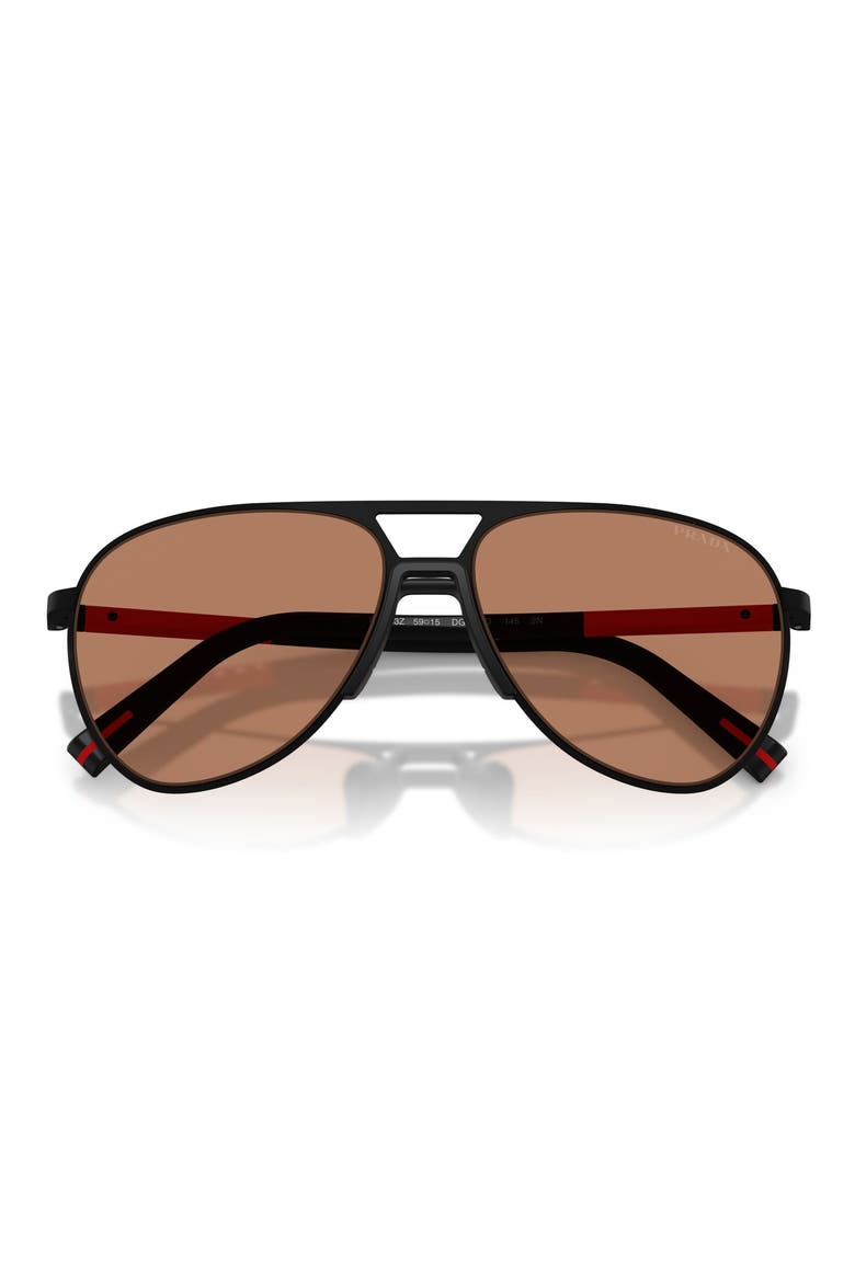 59mm Pilot Sunglasses, Alternate, color, BLACK RUBBERED / BROWN
