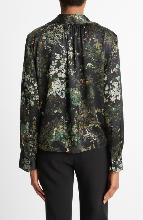 Vince Grape Vine Silk Button-up Shirt In Black