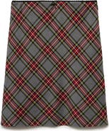 MANGO Check Lace Trim Skirt