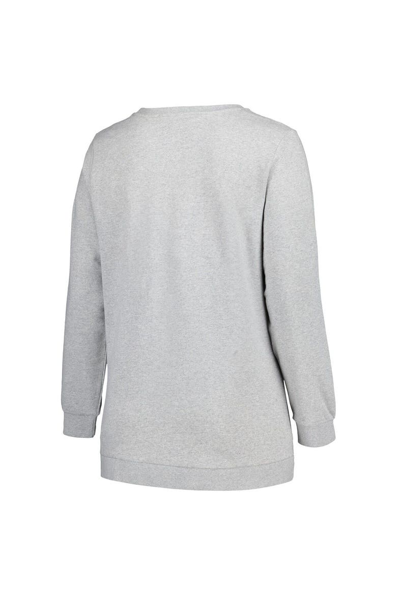 Women's Profile Heather Gray Nebraska Huskers Plus Size Side Stripe Pullover Sweatshirt, Alternate, color, Heather Gray