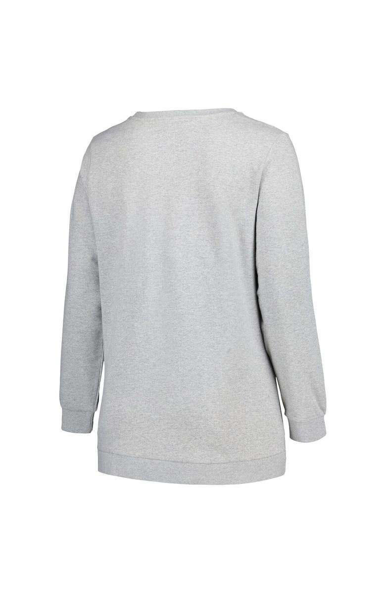 PROFILE Women's Profile Heather Gray Nebraska Huskers Plus Size Side Stripe Pullover Sweatshirt, Alternate, color, Heather Gray