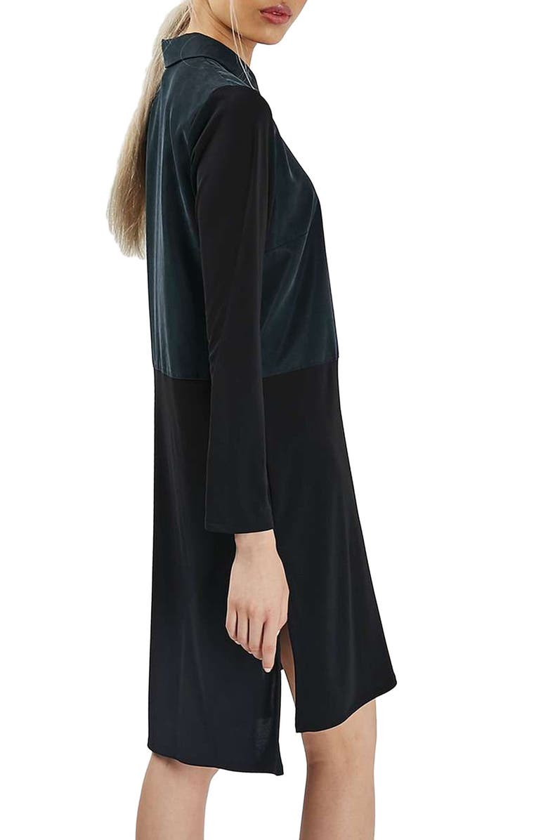 Topshop Hybrid Long Sleeve Shirtdress, Alternate, color, 