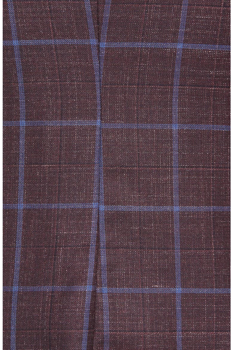 Windowpane Slub Wool Blend Sport Coat, Alternate, color, MAROON