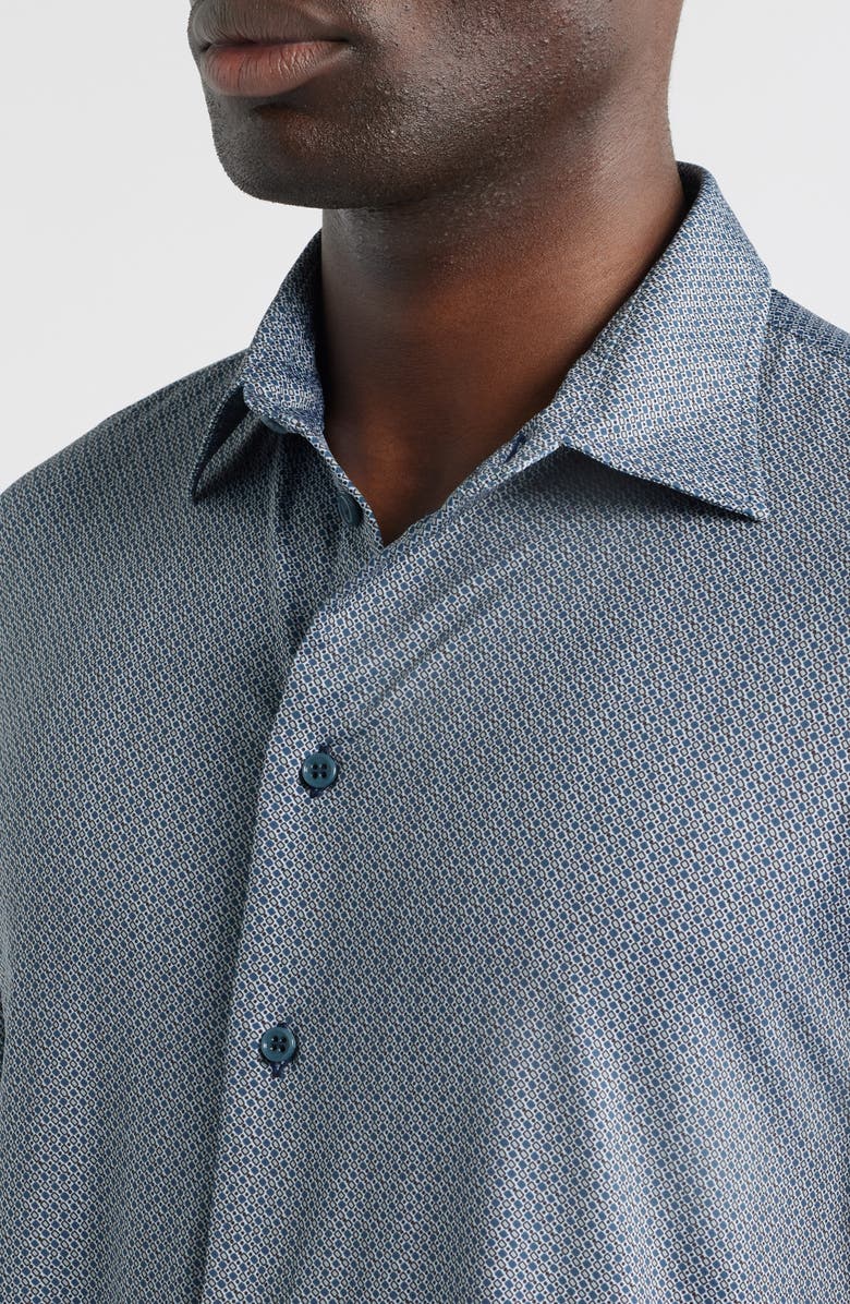 Emporio Armani Microprint Stretch Button-Up Shirt, Alternate, color, Teal