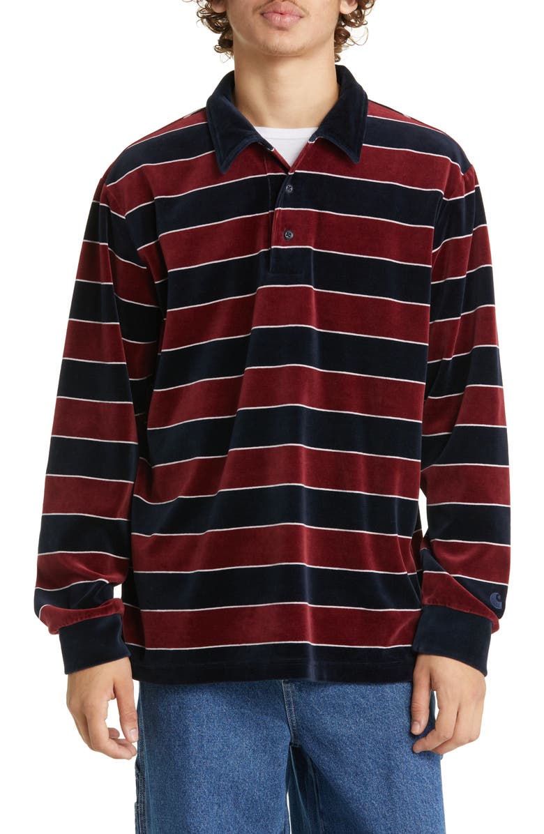 Carhartt Work In Progress Bills Stripe Cotton Blend Rugby Shirt, Main, color, 