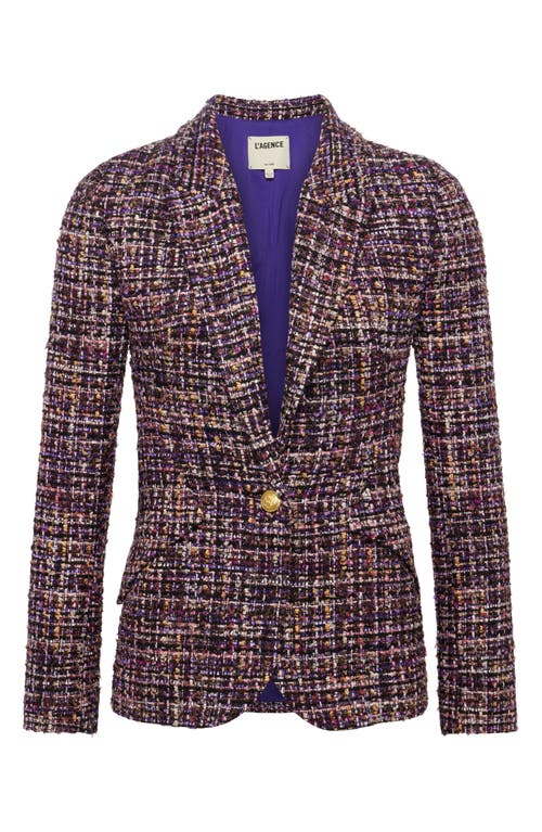 L'agence Chamberlain Tweed Blazer In Purple Multi Tweed