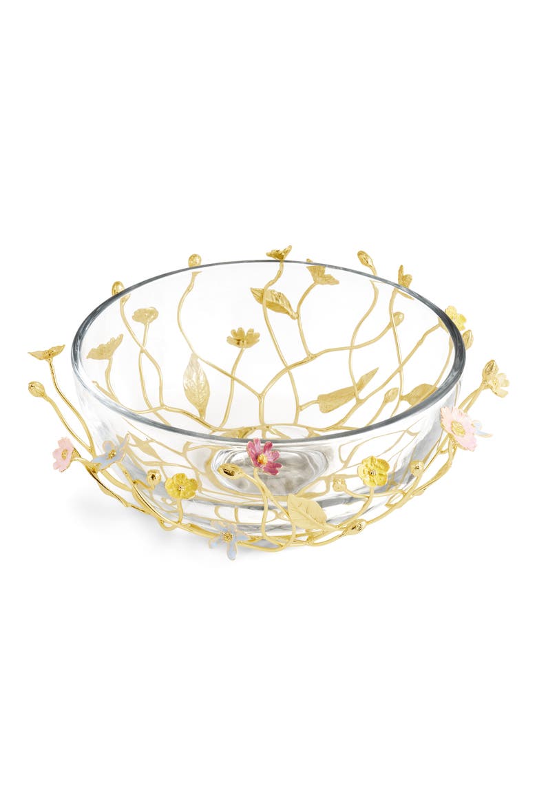 Wildflowers Large Glass Bowl, Alternate, color, GOLD