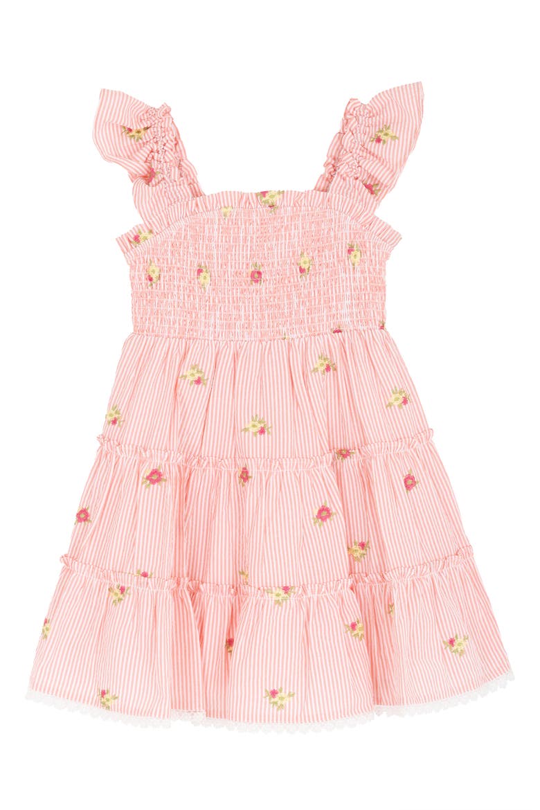 Kids' Embroidered Seersucker Smocked Dress, Main, color, PINK