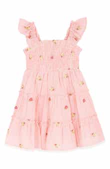Rare Editions Kids' Embroidered Seersucker Smocked Dress