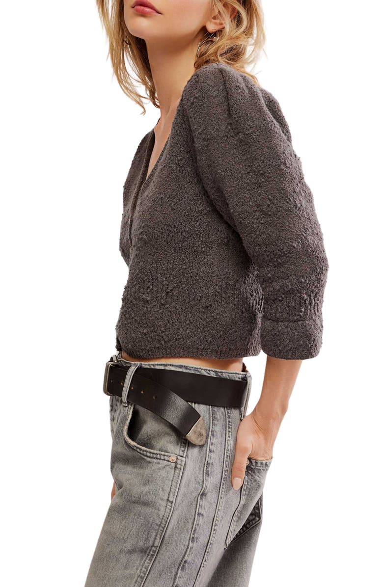 Free People Crop Bouclé Cardigan, Alternate, color, 