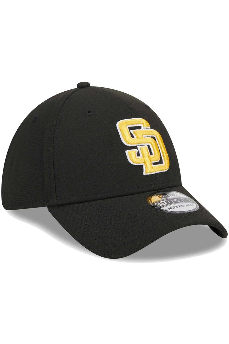 Men's New Era Black San Diego Padres Logo 39THIRTY Flex Hat, Alternate, color, Black